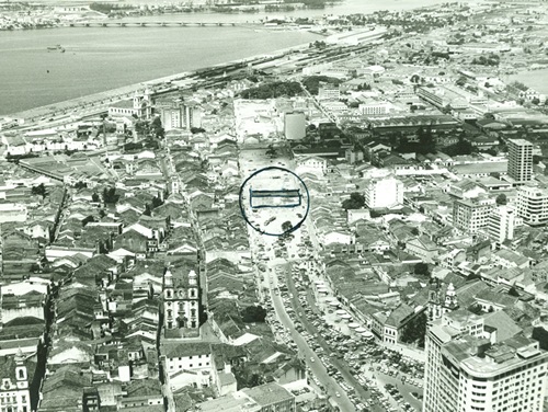Obra da Avenida Dantas Barreto em vista aérea do Recife