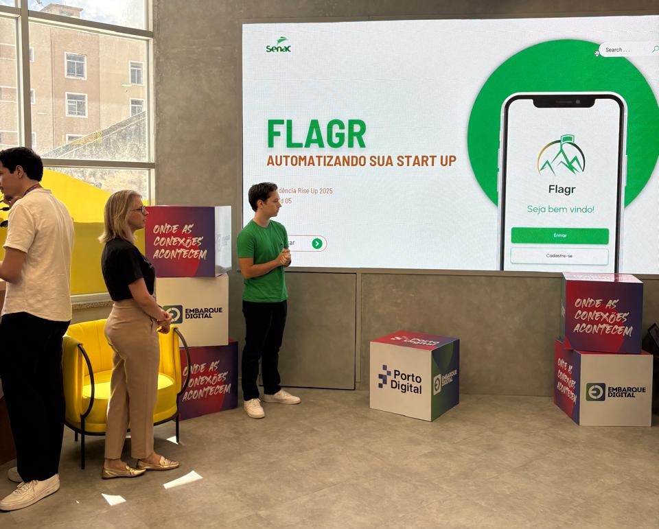 Apresentação da solução da startup Flagr (Crédito: Renata Oliveira/Arquivo Pessoal)